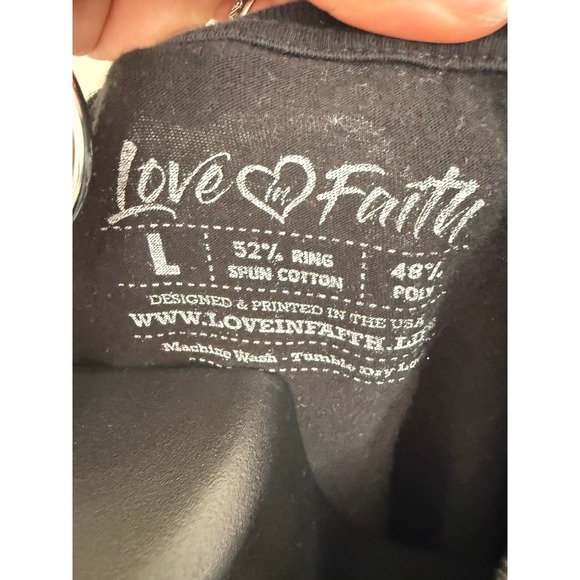 Love in Faith T Shirt Mens Large Give God The Reins Cowboy Western Black Tee - Picture 3 of 4